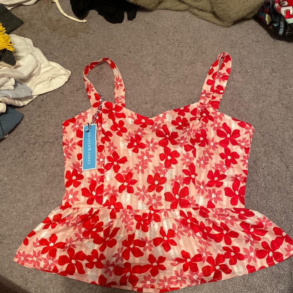 NWT Draper James Martin Tie Back Top In Exploded Daises, Size 10